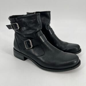 Paul Green Wyatt Boot Women UK 6 US 8.5 Black Leather Side Buckles Ankle Bootie